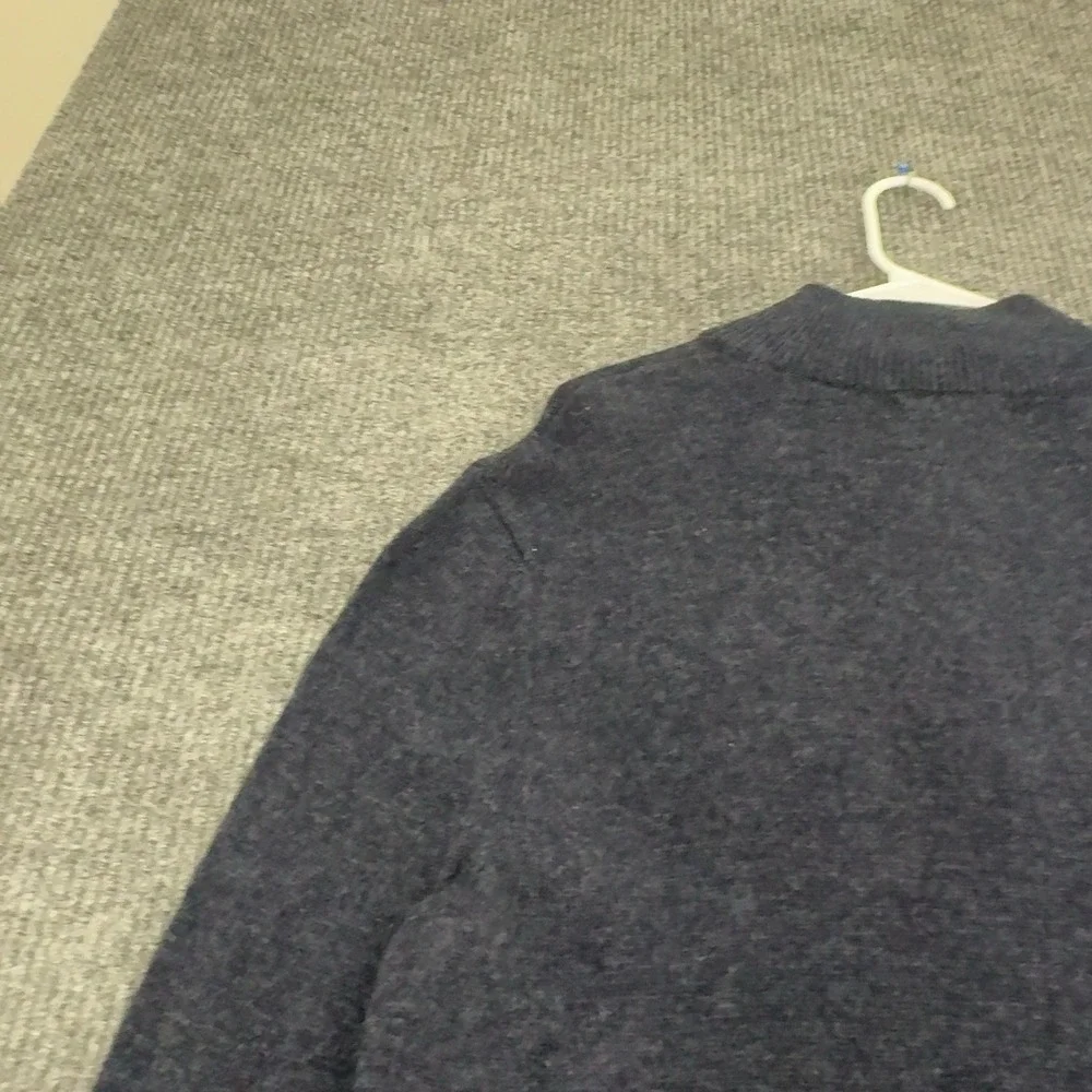 Banana Republic Sweater Men XL Blue Cotton Blend Fair Isle Quarter Zip Mock Neck